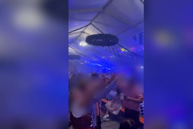 <p>Video appears to show group performing Hitler salutes at Oktoberfest.</p>