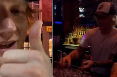 ‘Very drunk’ Ed Sheeran enjoys six-hour pub crawl with shots and beer pong to celebrate album release