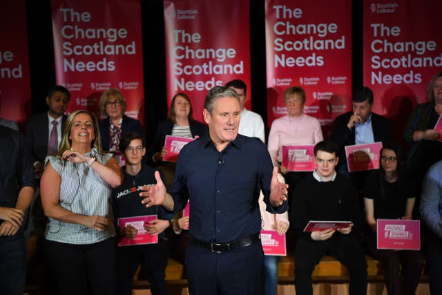 Labour leader Sir Keir Starmer joined a party rally in Rutherglen ahead of the Rutherglen and Hamilton West by-election next week (Andy Buchanan/PA)
