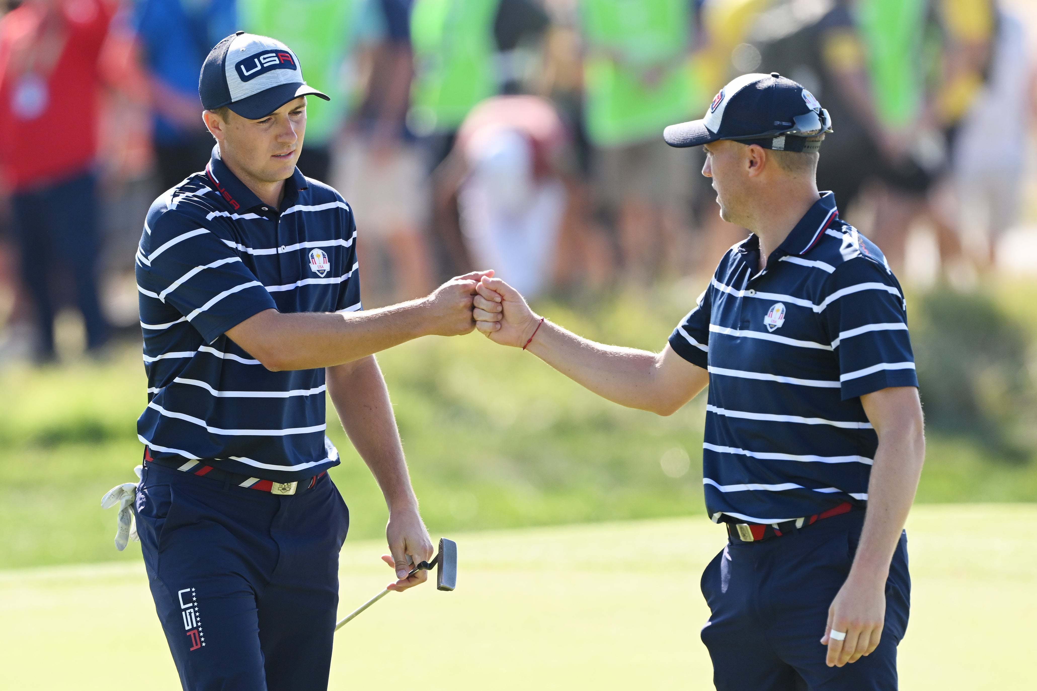 Jordan Spieth and Justin Thomas on the 11th hole at the Ryder Cup 2023