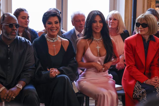 <p>Kris Jenner, Kim Kardashian and Anna Wintour sitting on the front row at Victoria Beckham SS24 (Vianney Le Caer/AP)</p>