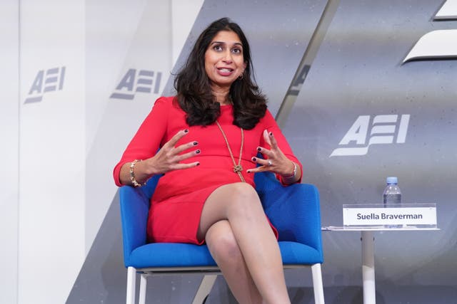 Home Secretary Suella Braverman has faced backlash after a speech made about migration in the US (Stefan Rousseau/PA)