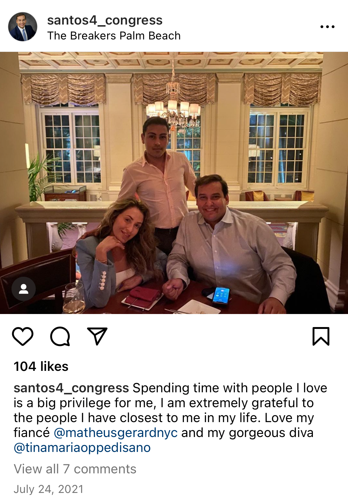 George Santos posted about his fiancé in 2021