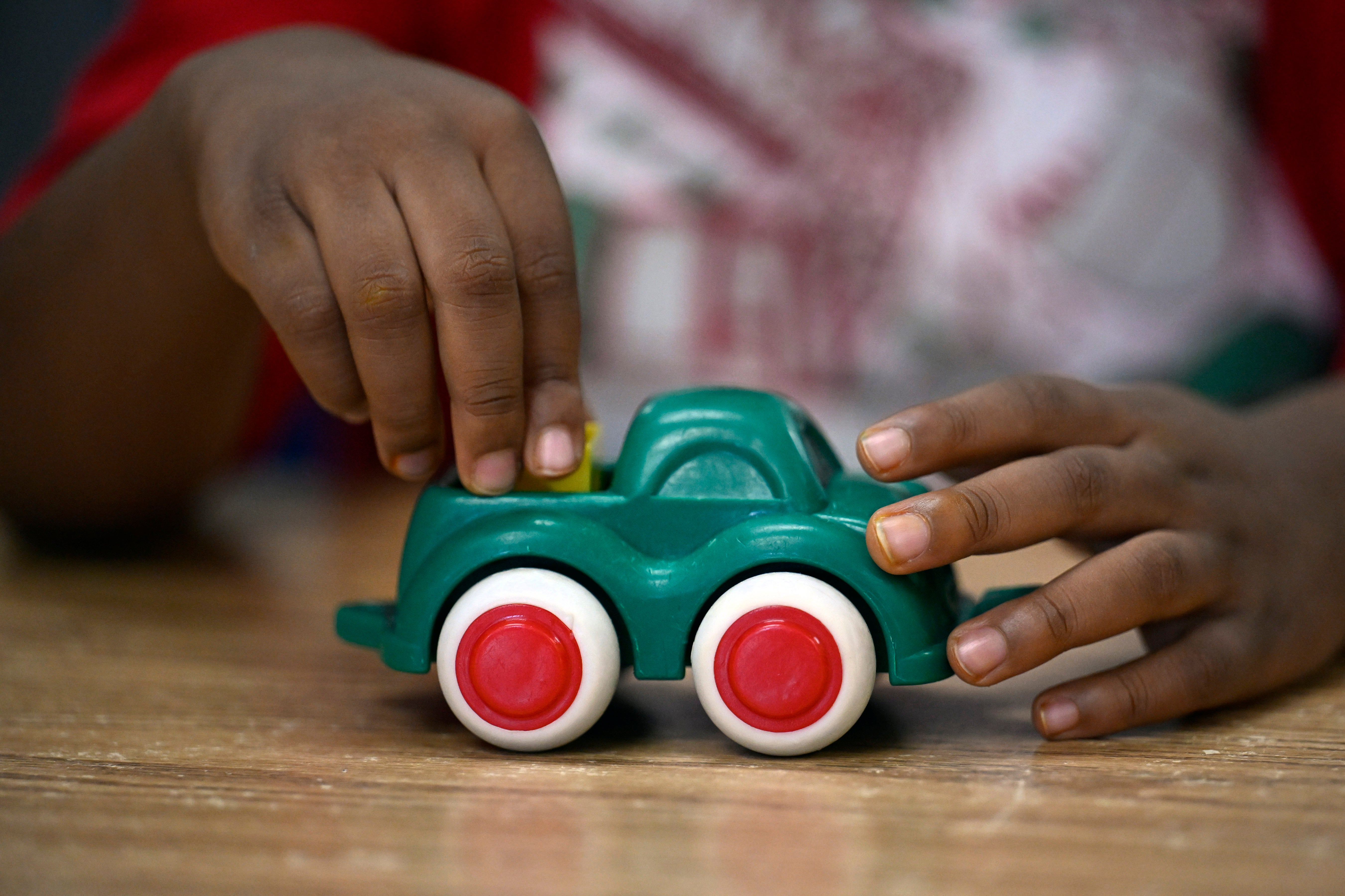 A child plays with a toy at a Head Start program in Connecticut.