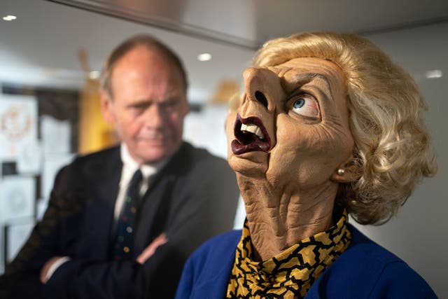 Spitting Image producer John Lloyd with a puppet of former prime minister Margaret Thatcher (Joe Giddens/PA)