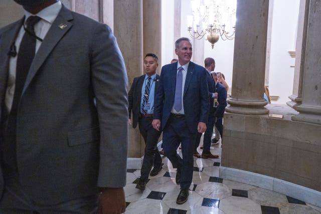<p>U.S. House Speaker Kevin McCarthy (R-CA) arrives as the deadline to avert a partial government shutdown approaches on Capitol HillÂ inÂ Washington, U.S., September 30, 2023</p>
