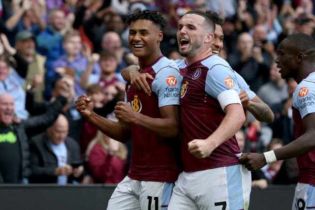 Aston Villa hammered Brighton at Villa Park (Barrington Coombs/PA)