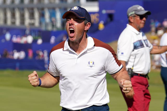 Rory McIlroy was celebrating another good day for Team Europe in Rome (David Davies/PA)