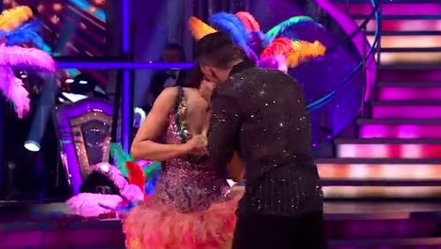 <p>Strictly’s Giovanni Pernice kisses Amanda Abbington after they wow judges with ‘hot’ salsa.</p>