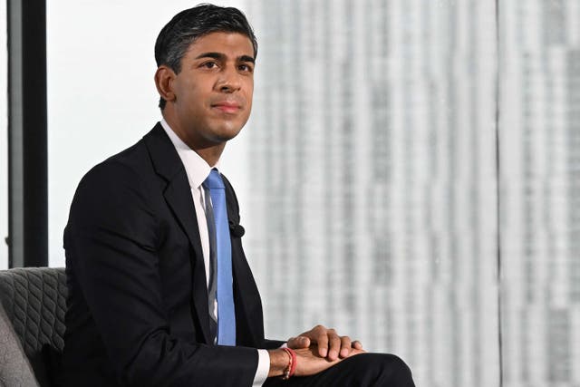Prime Minister Rishi Sunak appearing on the BBC One current affairs programme Sunday With Laura Kuenssberg at Media City in Salford (Jeff Overs/BBC/PA)