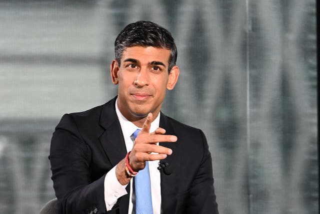 Prime Minister Rishi Sunak vowed to stick to his plan to halve inflation, rather than cut taxes (Jeff Overs/BBC/PA)