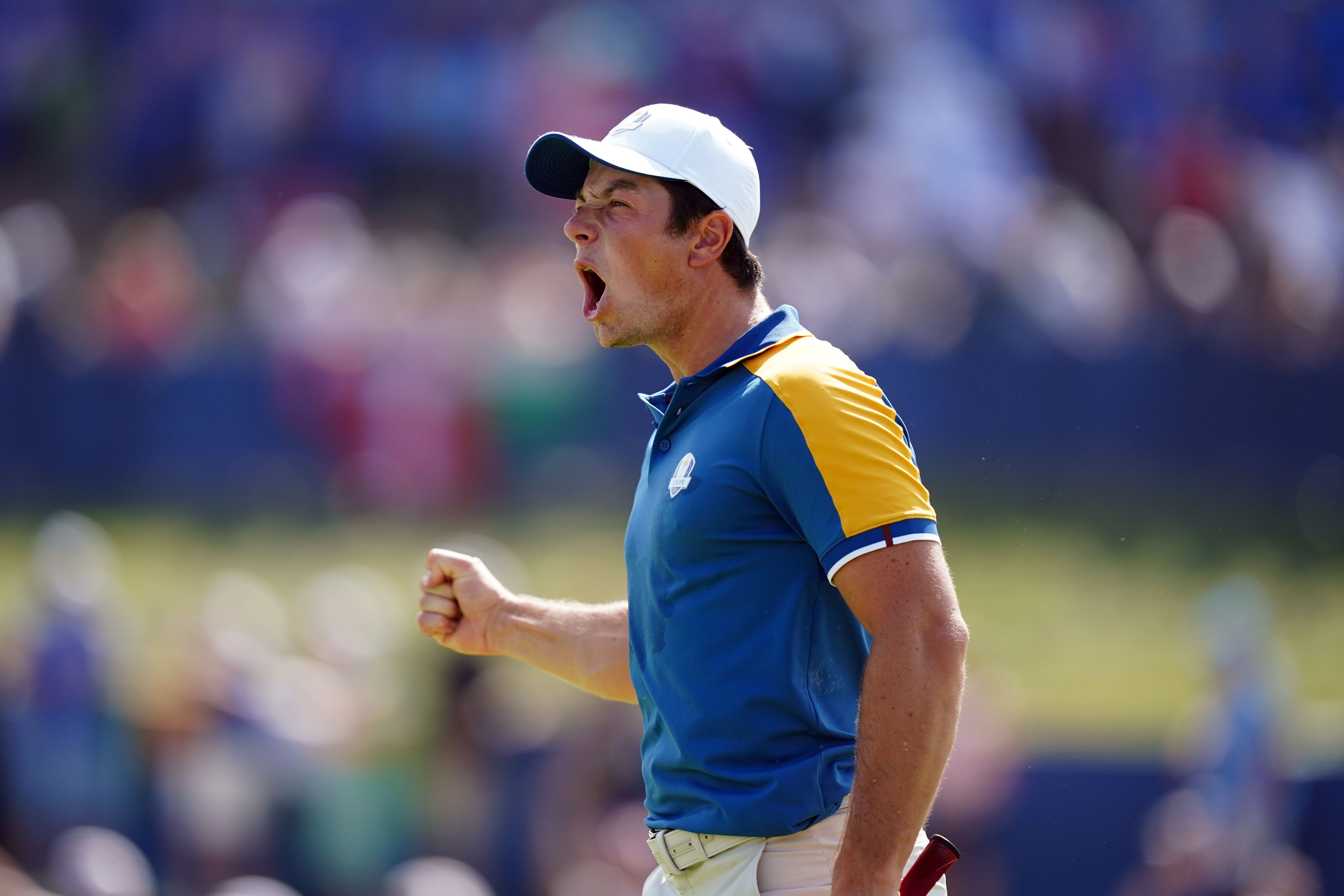 Team Europe’s Viktor Hovland won his match (Mike Egerton/PA)