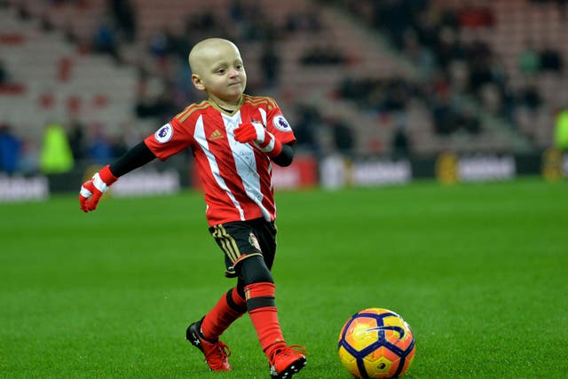 <p>Football mascot Bradley Lowery captured the nation’s hearts (Anna Gowthorpe/PA)</p>