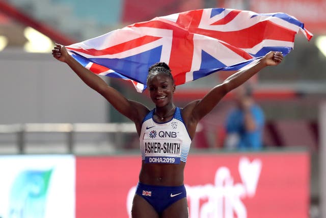 Dina Asher-Smith won 200m gold at the world championships in Doha on this day in 2019 (Martin Rickett/PA)