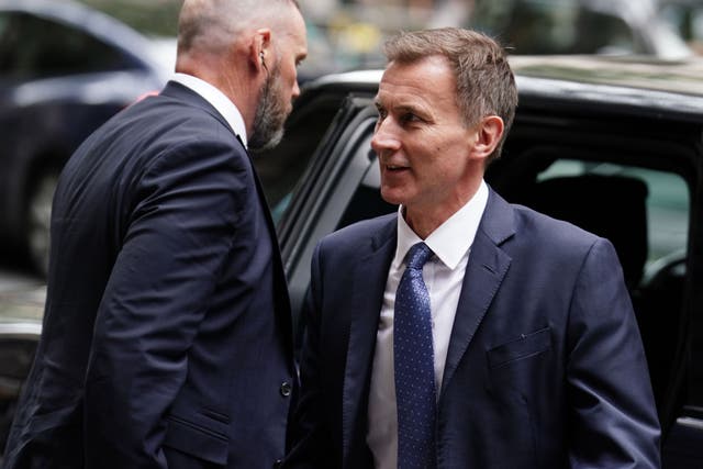 <p>Chancellor of the exchequer Jeremy Hunt  flew from Heathrow to Manchester (Jordan Pettitt/PA)</p>