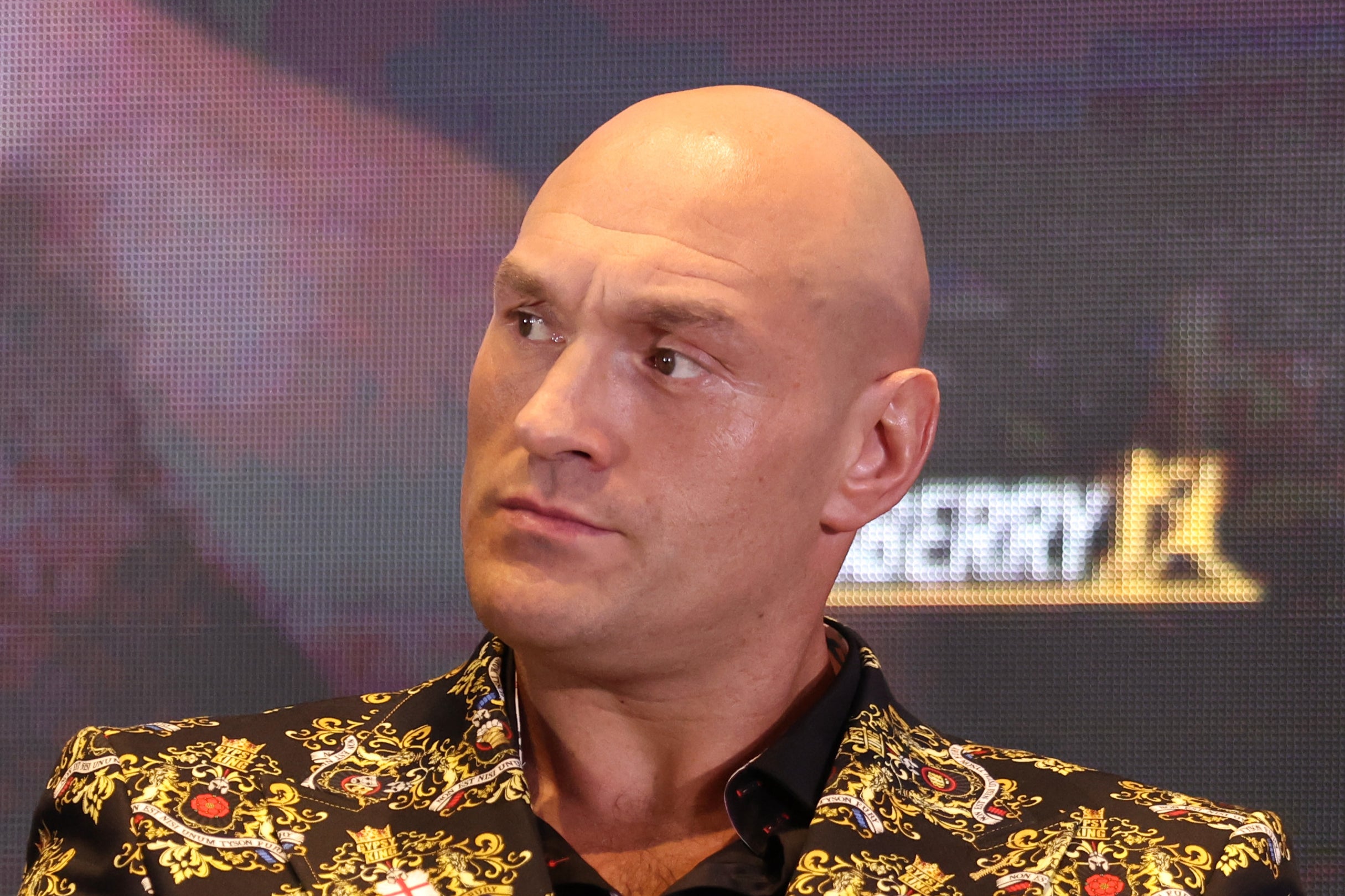 <p>Tyson Fury at a press conference at Tottenham Hotspur Stadium in 2022</p>
