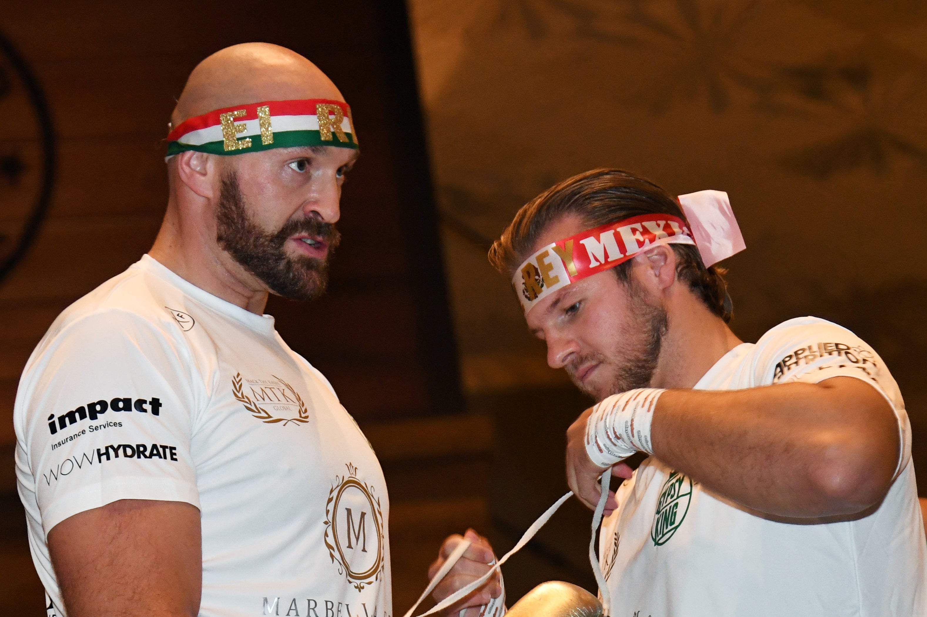 Davison (right) and Tyson Fury ahead of a fight with Wallin in 2019