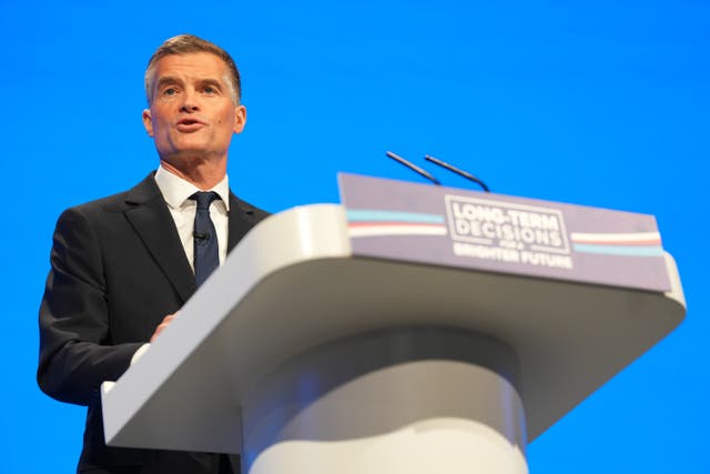 <p>Mark Harper speaking at the Conservative Party Conference in Manchester </p>