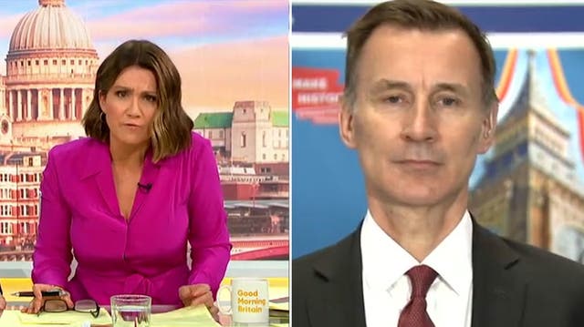 <p>Jeremy Hunt clashes with Good Morning Britain host in fiery interview from Tory Party conference.</p>