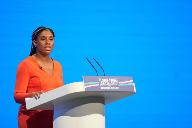 Business Secretary Kemi Badenoch delivers a speech during the Conservative Party annual conference at the Manchester Central convention complex (Danny Lawson/PA)