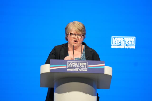 Environment Secretary Therese Coffey delivers a speech during the Conservative Party annual conference (Danny Lawson/PA)