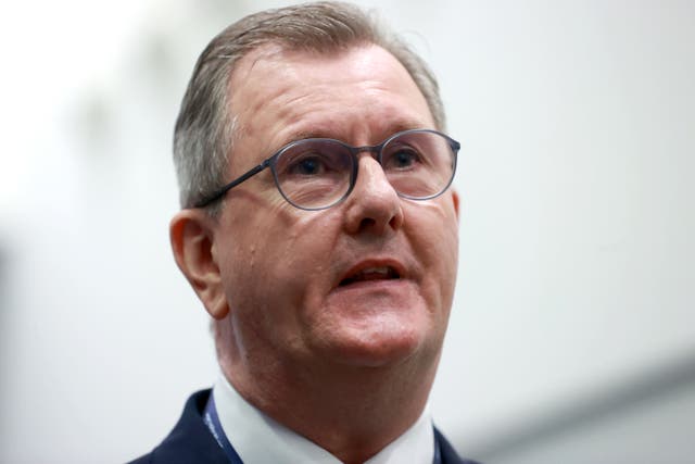 DUP leader Sir Jeffrey Donaldson said his party was the main unionist voice at Westminster (Liam McBurney/PA)