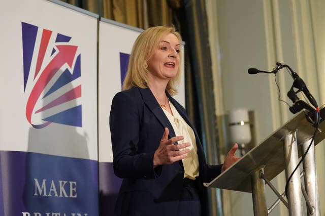 <p>Liz Truss at 2023 Tory conference in Manchester</p>