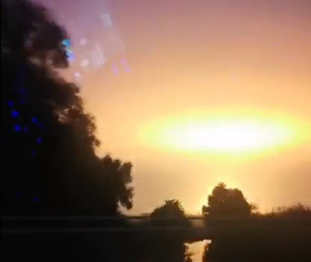 <p>A fireball lit up the night sky from the explosion near Oxford</p>