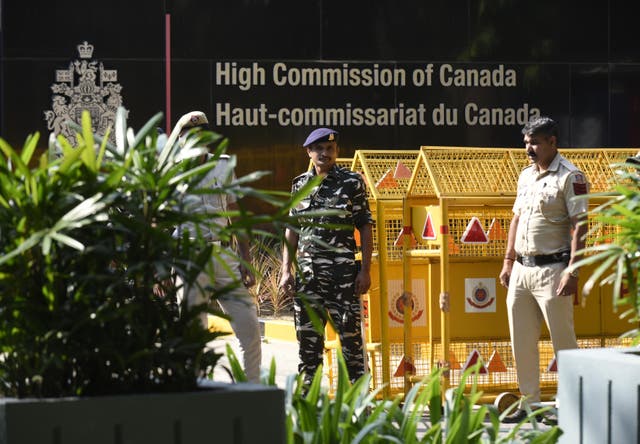 <p>Indian police take security measures around Embassy of Canada in New Delhi</p>