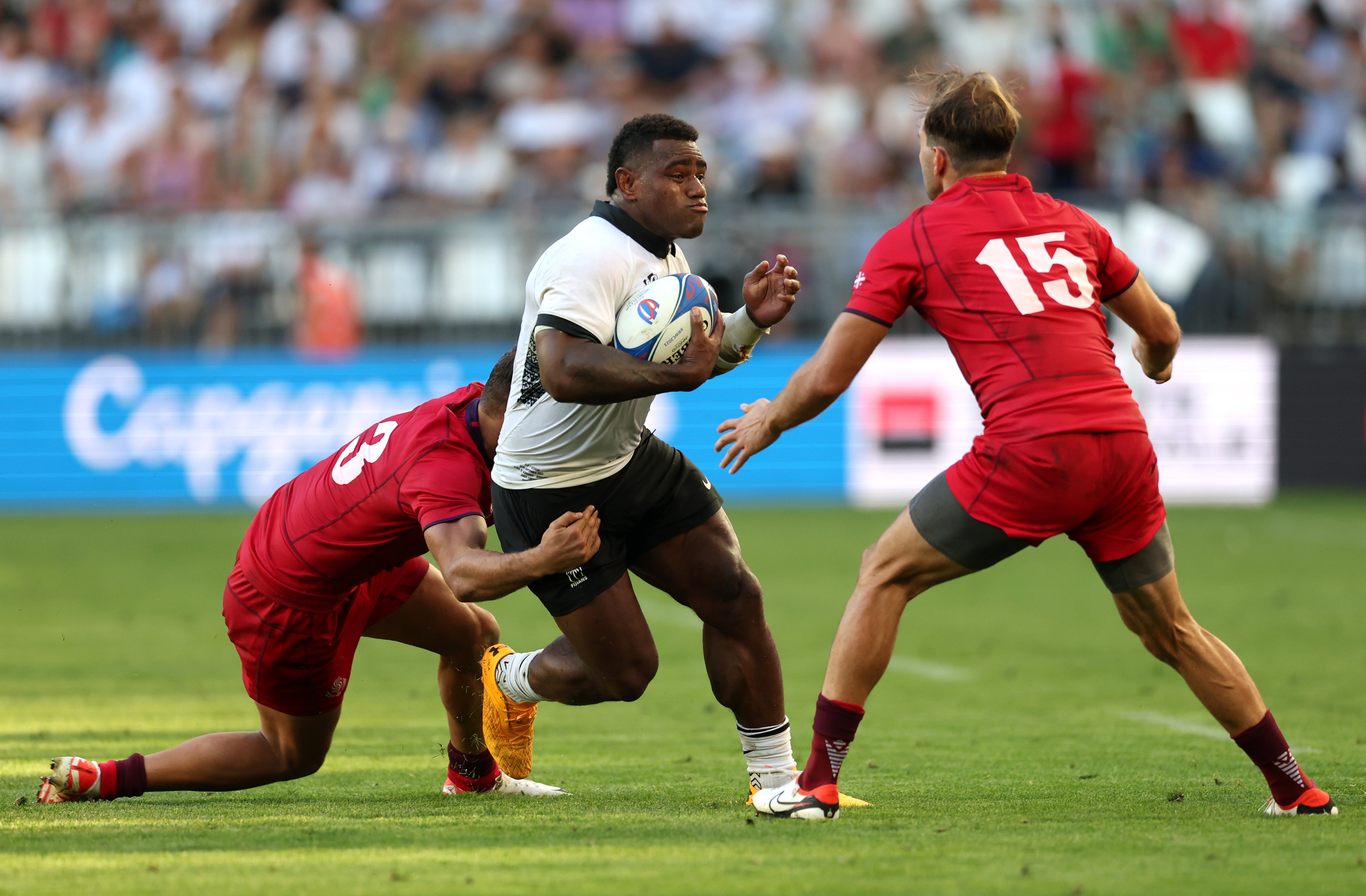 <p>Josua Tuisova played in Fiji’s match against Georgia after learning the heartbreaking news </p>