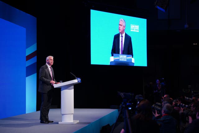 Health and Social Care Secretary Steve Barclay speaking during the Conservative Party annual conference in Manchester (Peter Byrne/PA)