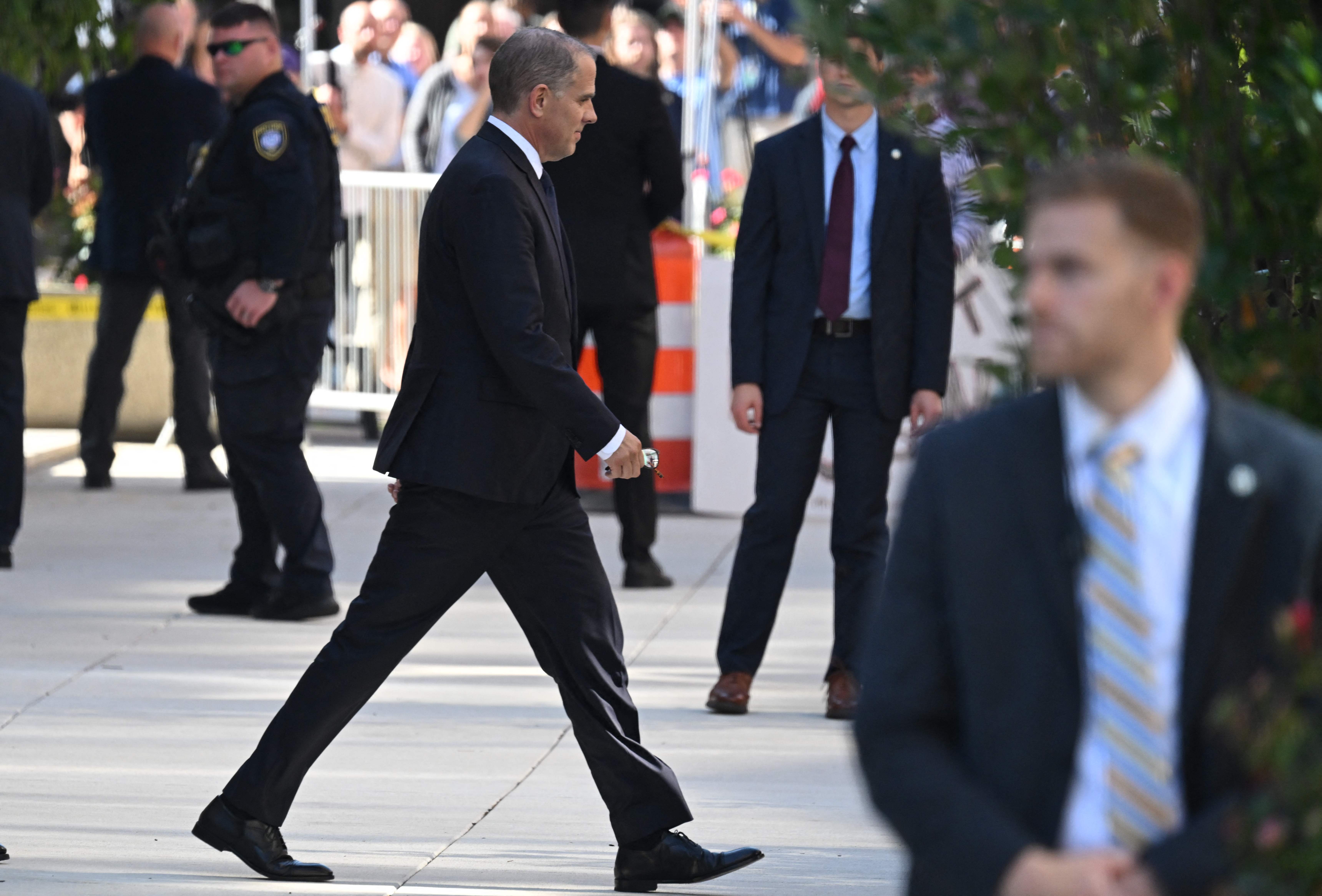 Hunter Biden, son of US President Joe Biden, leaves the J. Caleb Boggs Federal Building in Wilmington, Delaware, on October 3, 2023