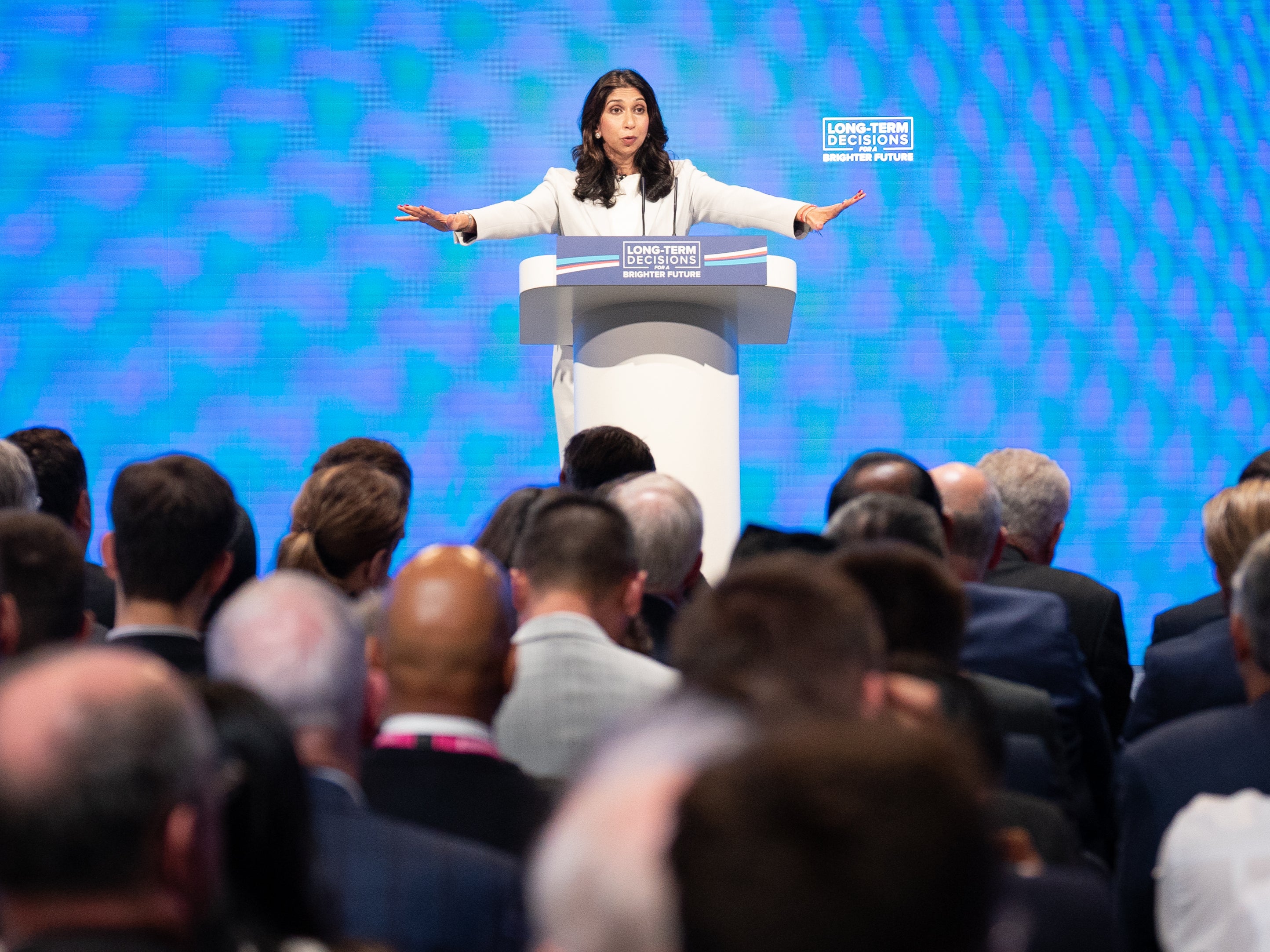 Suella Braverman delivers her keynote speech at Manchester on Tuesday