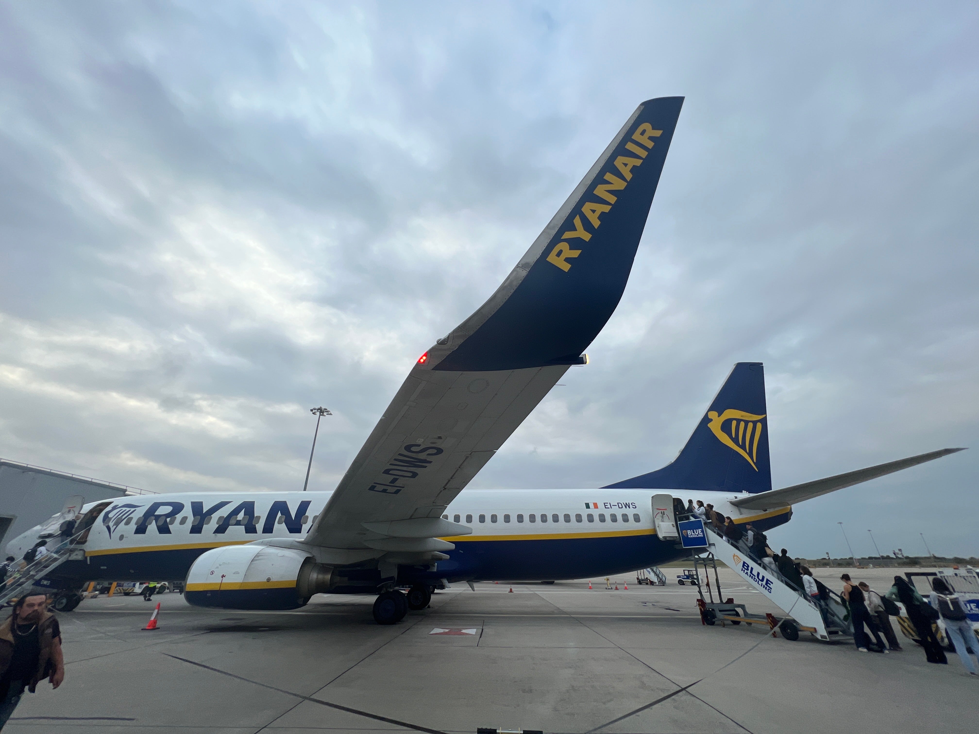 Grey skies: Ryanair Boeing 737 at London Stansted airport