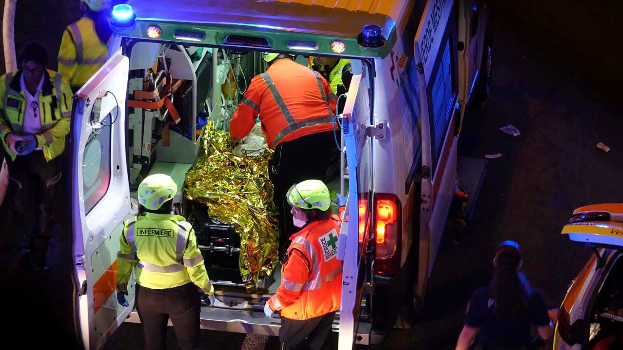 A bus fell from an elevated street and crashed killing multiple people and injuring others in the Mestre suburb of Venice, Italy