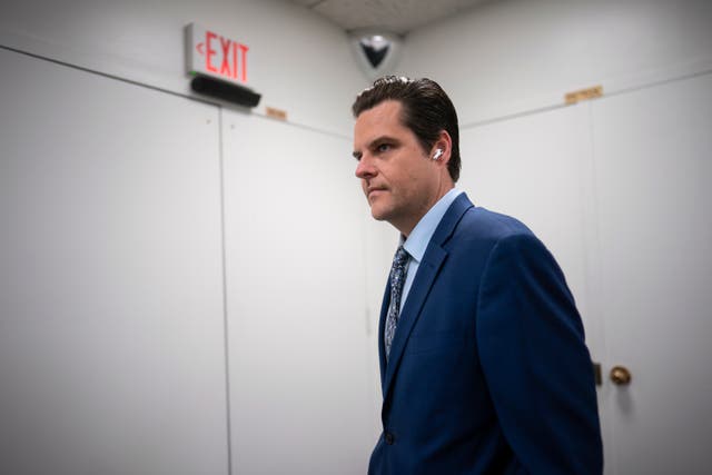 <p>Matt Gaetz has slammed Speaker Pro Tempore Patrick McHenry for sending lawmakers home ‘to cry for a week’</p>
