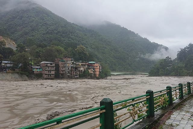 <p>Teesta river during its course along Lachen valley, in India’s Sikkim state following a flash flood caused by intense rainfall</p>