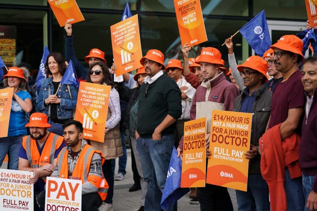 <p>Junior doctors and consultants in England are in the middle of a joint walk out (PA)</p>