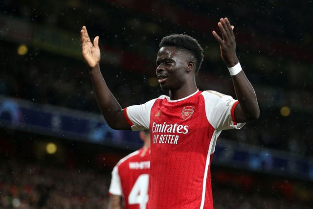 Bukayo Saka is an injury concern for Arsenal and England (Nigel French/PA)
