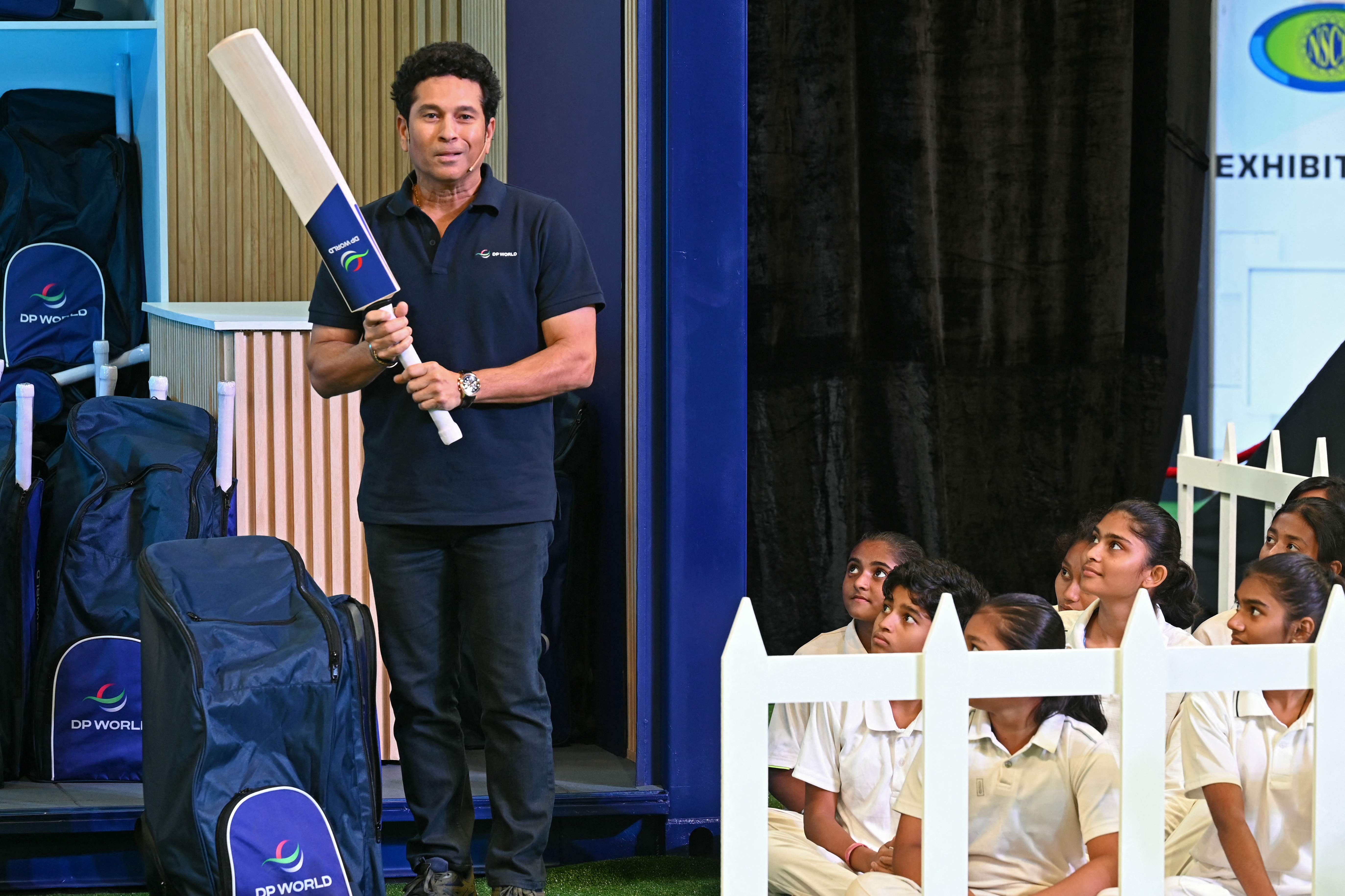 India legend Sachin Tendulkar appears at an event in Mumbai on 4 October on the eve of the Cricket World Cup, where he is a global ambassador
