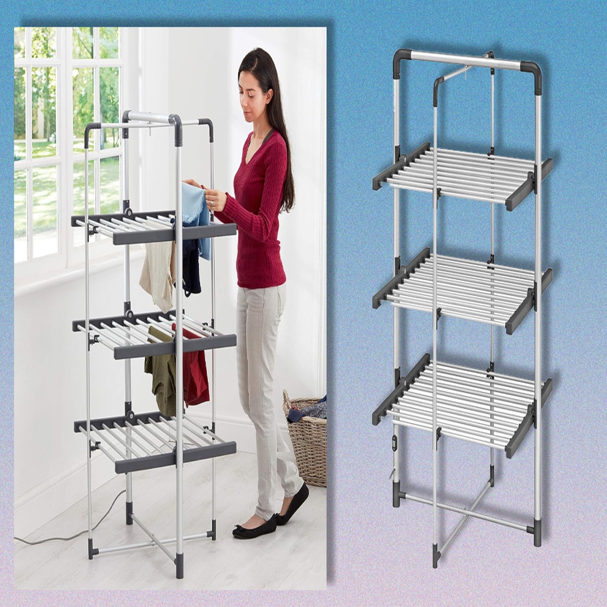3 Tier Electric Heated Airer Drying Rack Clothes Dryer Fast Drying Rack