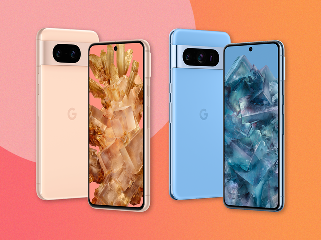 <p>Both phones come in black, though the Pixel 8 gets its own rose and hazel colourways, while the Pixel 8 Pro gets white and blue</p>