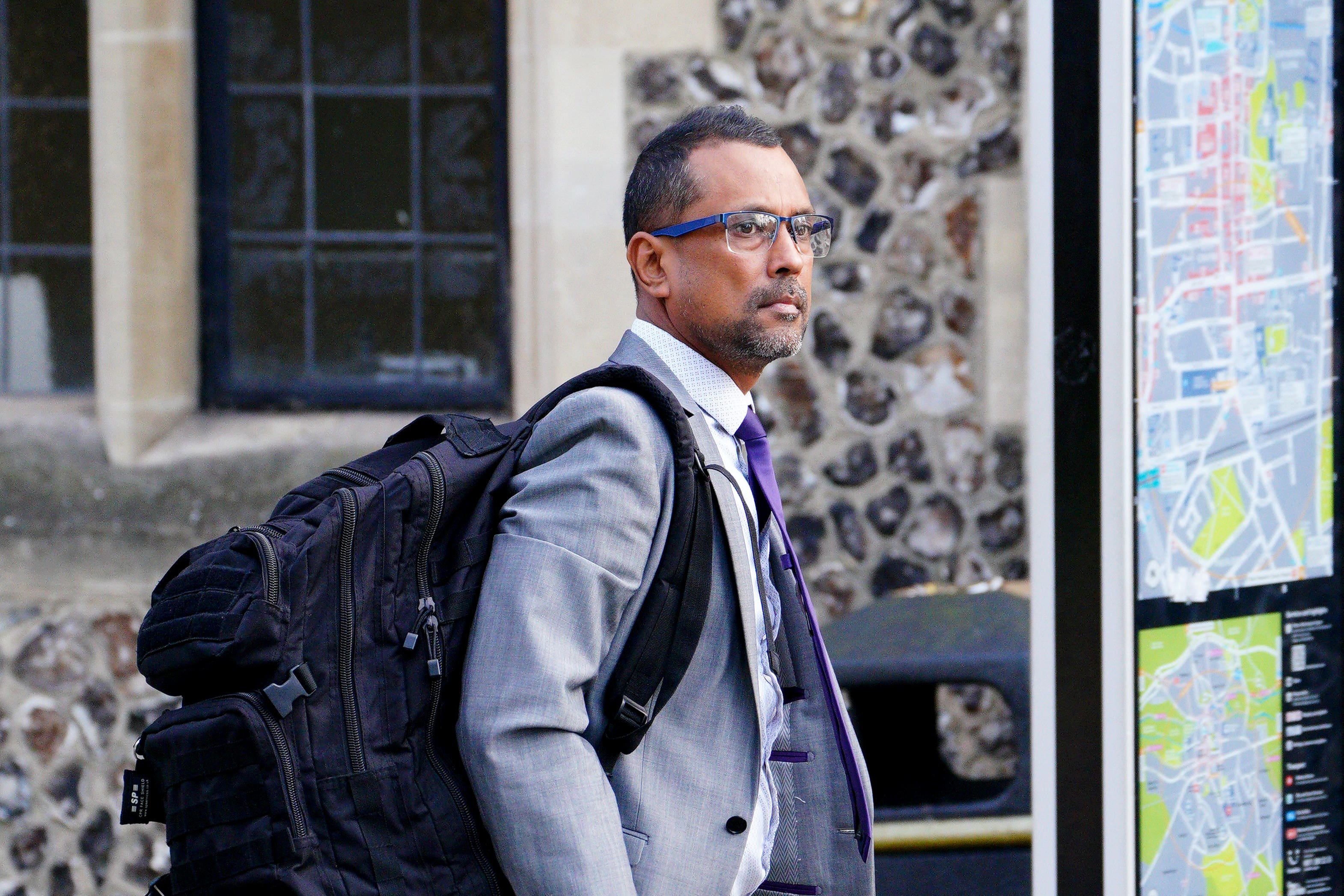 Pc Ravi Canhye of Dorset Police leaves Winchester Crown Court
