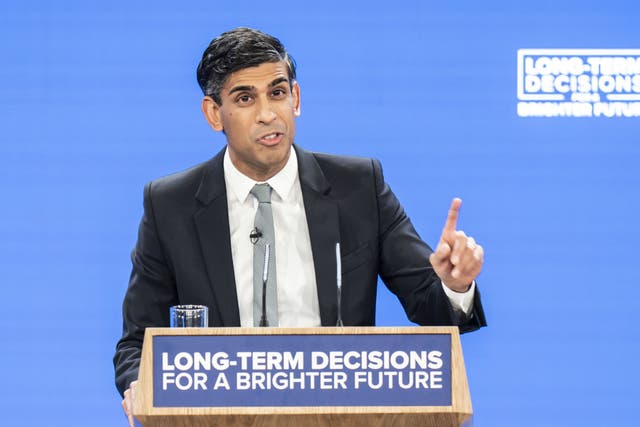 A complaint has been made to police officers in Scotland following comments Prime MInister Rishi Sunak made about Nicola Sturgeon in his speech to the Conservative Party conference (Danny Lawson/PA)
