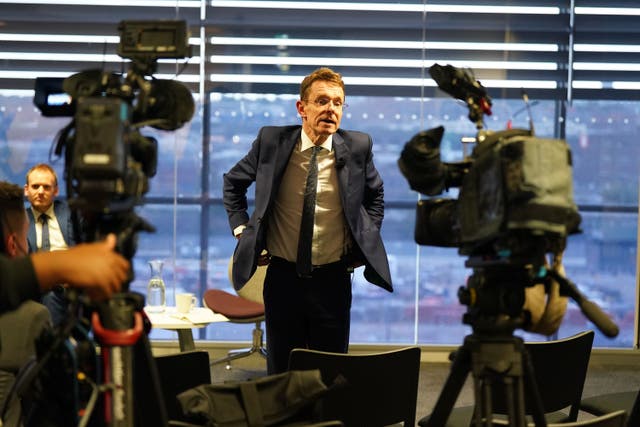 Andy Street speaks to the media about HS2 on Wednesday (Jacob King/PA)