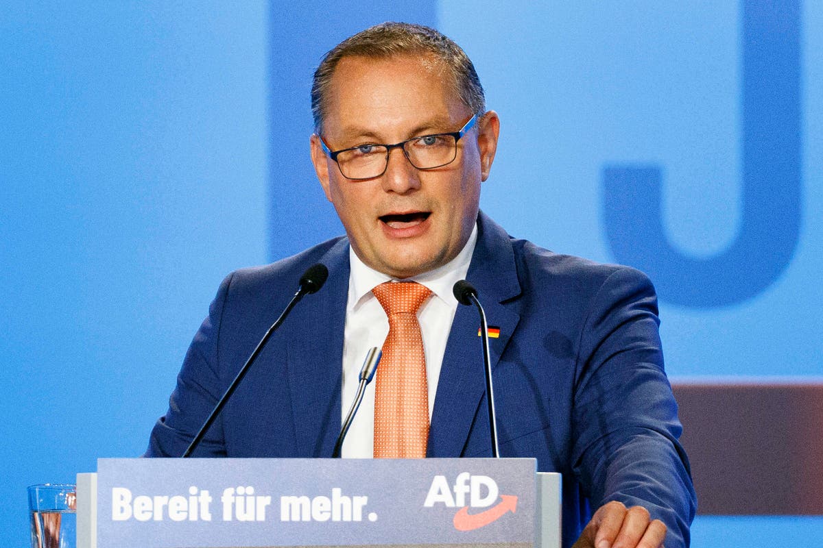 A German far-right party leader has been taken to a hospital from an election rally