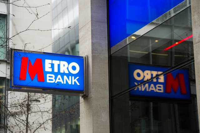 High street lender Metro Bank has seen its shares plunge after it was reported to be looking to raise up to £600 million to shore up its finances (PA)