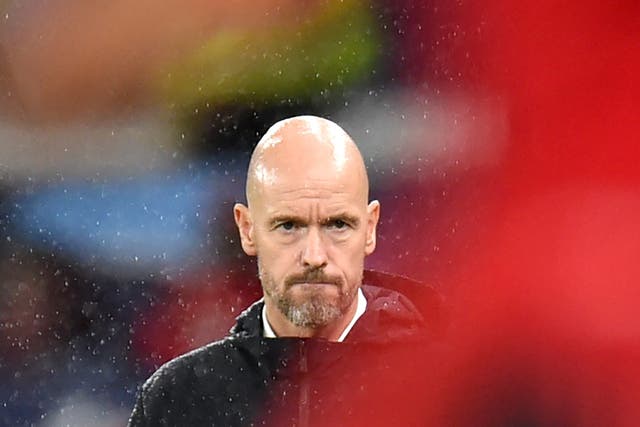 <p>Manchester United manager Erik ten Hag looks on against Galatasaray</p>