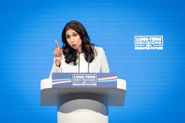 Suella Braverman’s speech at the Conservatives’ conference raised eyebrows for some of the language she used (Stefan Rousseau/PA)