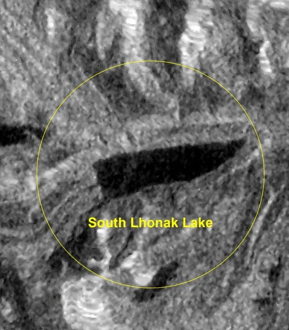 A satellite image shows the South Lhonak Lake before it burst causing floods in Sikkim region, India, 17 September 2023